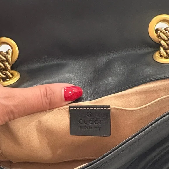 Black Quilted Leather Bag with Gold Chain - Picture 2 of 4